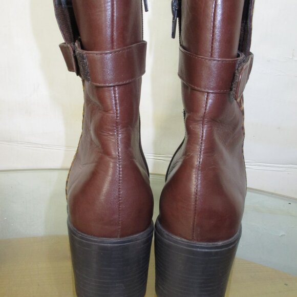 Crossing Pointe Women's Y2K Ankle Boots Brown Leather Zip Size 7.5 - Picture 5 of 9